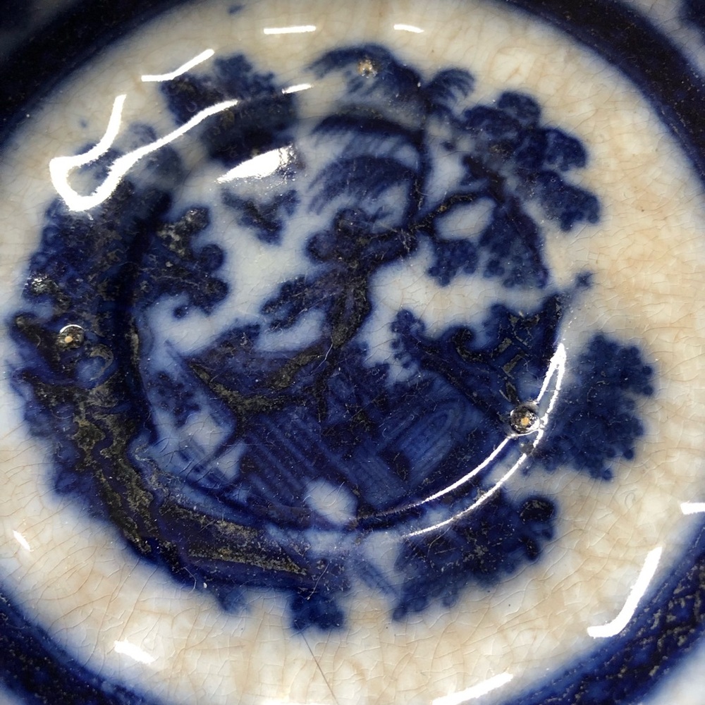 Vintage antique T Walker ironstone “Hong” flow blue saucer - Picture 6 of 12
